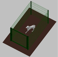 Recinto-Box Modulare per Cani in Ferro Zincato e Verniciato Verde-con Pali a Interrare - cm 200x100x - 2