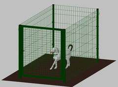 Recinto-Box Modulare per Cani in Ferro Zincato e Verniciato Verde-con Pali a Interrare - cm 200x100x