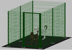 Recinto-Box Modulare per Cani in Ferro Zincato e Verniciato Verde-con Pali a Tassellare - cm 200x400