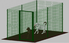 Recinto-Box Modulare per Cani in Ferro Zincato e Verniciato Verde-con Pali a Interrare - cm 200x400x
