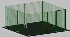 Recinto-Box Modulare per Cani in Ferro Zincato e Verniciato Verde-con Pali a Tassellare - cm 400x400