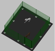 Recinto-Box Modulare per Cani in Ferro Zincato e Verniciato Verde-con Pali a Tassellare - cm 400x400 - 2