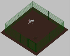 Recinto-Box Modulare per Cani in Ferro Zincato e Verniciato Verde-con Pali a Interrare - cm 400x400x - 2