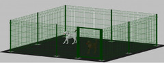Recinto-Box Modulare per Cani in Ferro Zincato e Verniciato Verde-con Pali a Tassellare - cm 400x400