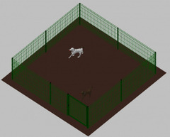 Recinto-Box Modulare per Cani in Ferro Zincato e Verniciato Verde-con Pali a Interrare - cm 400x400x - 2