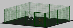 Recinto-Box Modulare per Cani in Ferro Zincato e Verniciato Verde-con Pali a Tassellare - cm 400x400