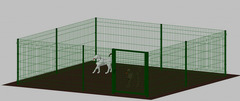 Recinto-Box Modulare per Cani in Ferro Zincato e Verniciato Verde-con Pali a Interrare - cm 400x400x