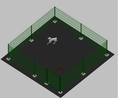 Recinto-Box Modulare per Cani in Ferro Zincato e Verniciato Verde-con Pali a Tassellare - cm 400x400 - 2