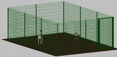 Recinto-Box Modulare per Cani in Ferro Zincato e Verniciato Verde-con Pali a Interrare - cm 600x400x