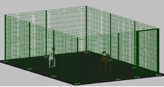 Recinto-Box Modulare per Cani in Ferro Zincato e Verniciato Verde-con Pali a Tassellare - cm 600x400