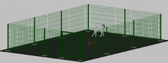 Recinto-Box Modulare per Cani in Ferro Zincato e Verniciato Verde-con Pali a Tassellare - cm 600x400