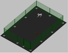 Recinto-Box Modulare per Cani in Ferro Zincato e Verniciato Verde-con Pali a Tassellare - cm 600x400 - 2