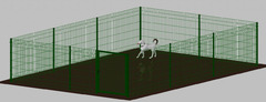 Recinto-Box Modulare per Cani in Ferro Zincato e Verniciato Verde-con Pali a Tassellare - cm 600x400
