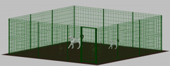 Recinto-Box Modulare per Cani in Ferro Zincato e Verniciato Verde-con Pali a Interrare - cm 600x600x