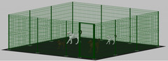 Recinto-Box Modulare per Cani in Ferro Zincato e Verniciato Verde-con Pali a Tassellare - cm 600x600