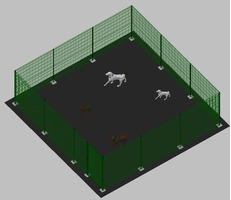 Recinto-Box Modulare per Cani in Ferro Zincato e Verniciato Verde-con Pali a Tassellare - cm 600x600 - 2