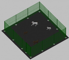 Recinto-Box Modulare per Cani in Ferro Zincato e Verniciato Verde-con Pali a Tassellare - cm 600x600 - 2