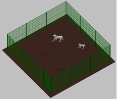 Recinto-Box Modulare per Cani in Ferro Zincato e Verniciato Verde-con Pali a Interrare - cm 600x600x - 2