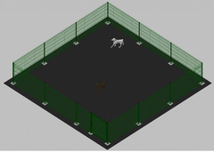 Recinto-Box Modulare per Cani in Ferro Zincato e Verniciato Verde-con Pali a Tassellare - cm 600x600 - 2