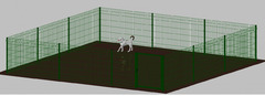 Recinto-Box Modulare per Cani in Ferro Zincato e Verniciato Verde-con Pali a Interrare - cm 600x600x