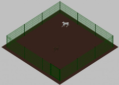 Recinto-Box Modulare per Cani in Ferro Zincato e Verniciato Verde-con Pali a Interrare - cm 600x600x - 2