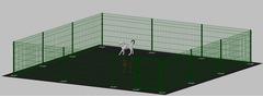 Recinto-Box Modulare per Cani in Ferro Zincato e Verniciato Verde-con Pali a Tassellare - cm 600x600