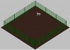 Recinto-Box Modulare per Cani in Ferro Zincato e Verniciato Verde-con Pali a Interrare - cm 600x600x - 2