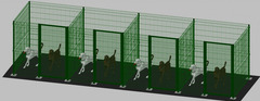 Recinto-Box Modulare per Cani in Ferro Zincato e Verniciato Verde-con Pali a Tassellare - cm 200x200