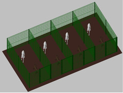 Recinto-Box Modulare per Cani in Ferro Zincato e Verniciato Verde-con Pali a Interrare - cm 200x400x - 2