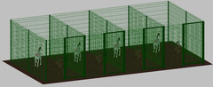 Recinto-Box Modulare per Cani in Ferro Zincato e Verniciato Verde-con Pali a Interrare - cm 200x400x