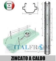 CONF. 10 PZ - PALI PER VIGNETO 'APERTI' 52X35mm -FERRO ZINCATO A CALDO - ALTEZZA: 250 cm - SPESSORE: