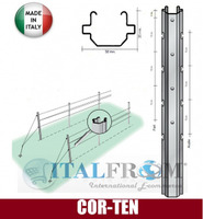 CONF. 10 PZ - PALI PER VIGNETO 'APERTI' 52X35mm -ACCIAIO CORTEN - ALTEZZA: 270 cm - SPESSORE:1,50mm