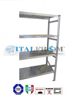 z MODULO CONTINUATIVO- scaffalatura da magazzino zincata H 200 cm , L 120 cm , PROF.50 cm , con 4 ri