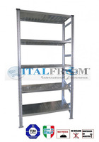 MODULO INIZIALE - scaffalatura da magazzino zincata H 300 cm , L 120 cm ,  PROF. 60 cm , con 5 ripia