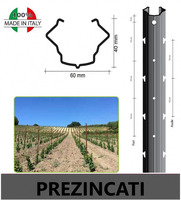 CONF. 10 PZ - PALI PER VIGNETO 'APERTI' 60X40mm -FERRO PREZINCATO - ALTEZZA: 230 cm - SPESSORE:1,80m