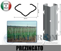 CONF. 10 PZ - PALI PER VIGNETO 'APERTI' 70X40mm -FERRO PREZINCATO - ALTEZZA: 250 cm - SPESSORE: 2,00