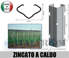 CONF. 10 PZ - PALI PER VIGNETO 'APERTI' 70X40mm -FERRO ZINCATO A CALDO - ALTEZZA: 210 cm - SPESSORE: