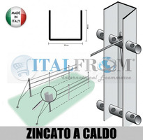 PALI DI TESTATA PER VIGNETO 'APERTI' 45X50x45mm -FERRO ZINCATO A CALDO - ALTEZZA: 270 cm - SPESSORE: