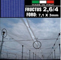 RETE/TELO DI PROTEZIONE ANTIGRANDINE  FRUCTUS 2,6/4 - FORO:7,1X2,5mm - BIANCO TRASPARENTE - MISURE: