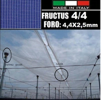 RETE/TELO DI PROTEZIONE ANTIGRANDINE  FRUCTUS 4/4 - FORO:4,4X2,5mm - BIANCO TRASPARENTE