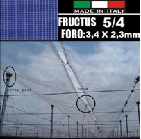 RETE/TELO DI PROTEZIONE ANTIGRANDINE  FRUCTUS 5/4 - FORO:3,4X2,3mm - BIANCO TRASPARENTE