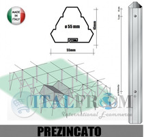 CONF. 50 PZ - PALI TRIANGOLARI PREZINCATI 'GRANDE' PER VIGNETO -DIAM: 55mm - ALTEZZA: 230 cm - SPESS