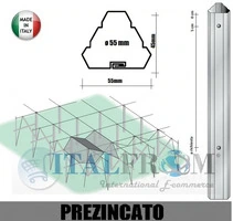 CONF. 50 PZ - PALI TRIANGOLARI PREZINCATI 'GRANDE' PER VIGNETO -DIAM: 55mm - ALTEZZA: 270 cm - SPESS