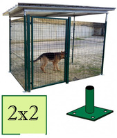Box Recinto Modulare per Cani in Ferro Zincato Plastificato Verde-con Tetto in Lamiera - mt 2x2x1,8 
