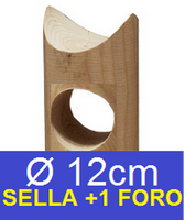 Pali in Legno di Pino Nordico Torniti Impregnati con 1 Foro e Sella - Trattati Classe III - Diametro