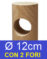 Pali in Legno di Pino Nordico Torniti Impregnati con 2 Fori- Trattati Classe III - Diametro: 12cm - 