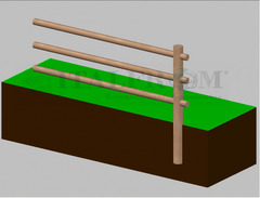 Staccionata Steccato in Legno di Pino con 3 Fori (Misure: L 150cm x H 100cm) Modulo Continuativo