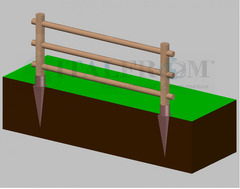 Staccionata Steccato in Legno di Pino con 3 Fori(Misure: L 150cm x H 100cm)  Modulo Iniziale