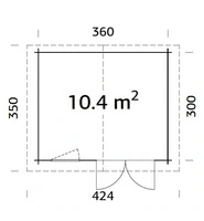Casetta da Giardino in Legno d' Abete Nordico(28mm) - cm 380X320cm - Pavimento Escluso - ITALFROM03 - 2