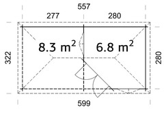 Casetta da Giardino in Legno d' Abete Nordico(28mm) - cm 577X300cm -Pavimento Incluso- Italfrom06 - 2